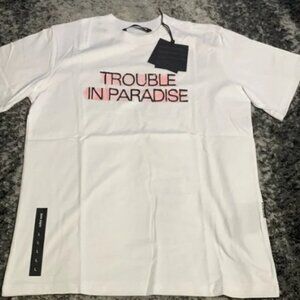 Palm Angels Trouble in Paradise Highlighted White T-Shirt Men’s Size Large
